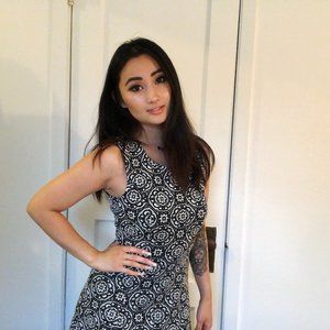 Black Floral Print Dress